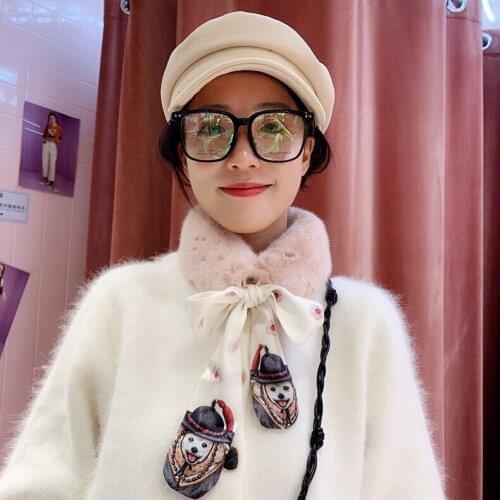 Korean autumn and winter new Arrivals net red versatile imitation rabbit hair womens ribbon warm student scarf