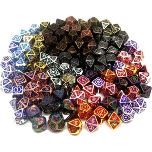 New Metal Dice 7pcs/set RPG Dice D&D Board Game Magic Props D4 D6 D8 D10 D12 D20