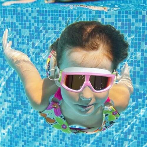 Swimming Goggles Silicone Large Frame Adjustable Swim Glasses Children Anti-Fog UV Waterproof Swimming Eyewear