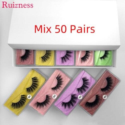 Ruizness Mink Lashes Fluffy 10/20/30/40/50 Pairs 3D False Eyelashes Makeup Cruelty Free Bulk Wholesale Full Strip Lashes