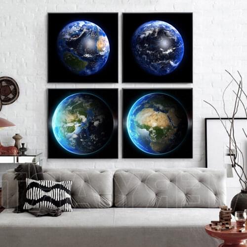 Realist Earth Seven Continents Photograph Home Decor Wall Art Nordic Canvas Painting Vivid Minimalist Picture for Living Room