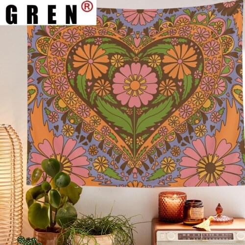 GREN Retro Flower Plant Tapestry Wall Hanging Covering Rugs Background Cloth Beach Mat Blanket Art Bedroom Living Home Decor