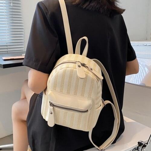 Fashion Striped Backpacks For Women 2021 Canvas Womens Designer Simple Zipper Shoulder Handbag Female Travel School Bags Girls