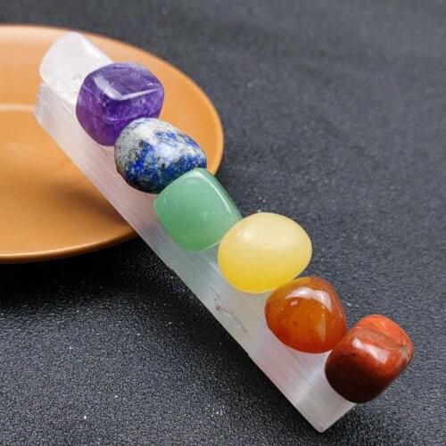 Seven Chakra Decoration Energy Stone Home Decoration selenite healing crystals set chakra crystals selenite plate