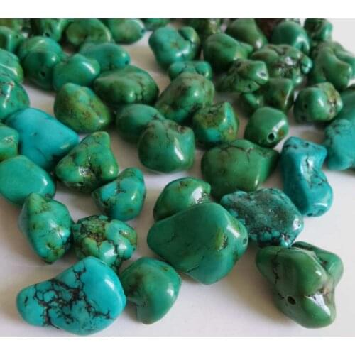 TSB0120 Tibet Enhanced Natural Green Stone Nugget loose beads Wholesale 10 Beads lot
