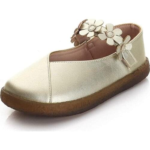 2020 Genuine Leather Girls Mary Jane Shoes Flats Round Toe Bows Velcro Formal Party Princess School Uniform Performance Flats