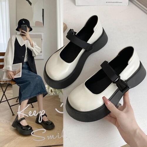 Thick-soled Mary Jane Shoes New Womens Shoes Big Toe Shoes Round Toe Ladies Single Shoes Womens Platform Shoes