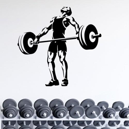 Vinyl Sticker Weightlifting Player Wall Stickers Barbell Athlete Home Decoration Gym Sport Decal Fitness Club Wall Decor
