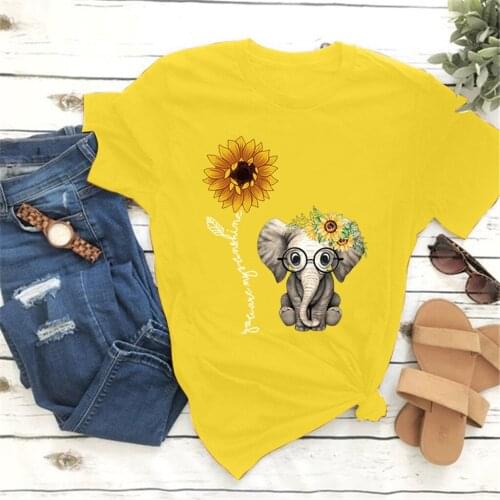 Women Casual Printing Sunflower Tshirt Short Sleeves Fashion O-neck Loose T-shirt Tops Camisetas Verano Mujer 2021 #G3