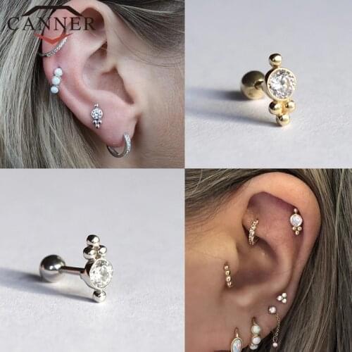 CANNER 1 Pair 925 Sterling Silver Stud earrings for Women Zircon Creative Lantern Piercing Earings Fine Jewelry pendientes