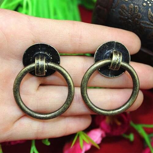 10PCS 40mm * 32mm Vintage Bronze cabinet knob / zinc alloy drawer pull ring hardware for kitchen Cupboard closet door handles