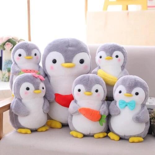 25cm/45cm Kawaii Hugging Fruit Penguin Plush Toy Cute Cartoon Animal Couple Penguin Stuffed Doll Girls Lovers Valentines Gifts