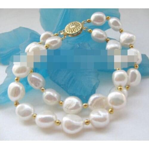 2row natural white baroque freshwater pearl bracelet
