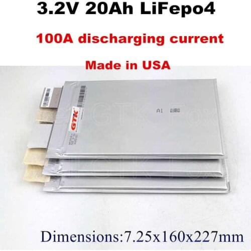 4pcs 3.2V 20Ah USA prismatic pouch lithium 100A discharging 8C instantaneous discharge for 12V golf trolley EV energy storage