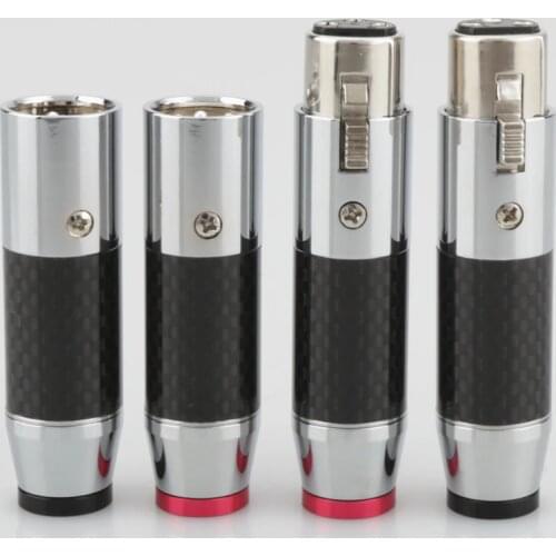 Hi-End Rhodium plated Carbon Fiber audio XLR plug Female plug 4pcs