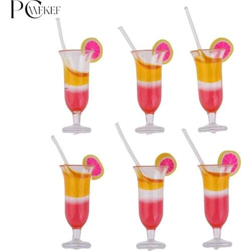 6Pcs 1:12 Dollhouse Miniature Drink Juice Cups Dolls Kitchen Food Accessories Simulation Kitchen Toys