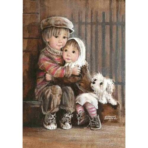 5d Diamond Painting Little boy and girl Diamond Embroidery Full Display Full Square DIY Cross Stitch Mosaic Home Decor FC130