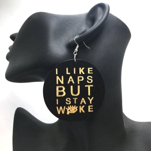 Free shipping I Stay Woke Wooden Earrings