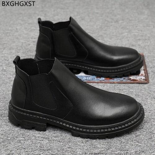 Chelsea Boots for Men Male Ankle Boots Men Casual Shoes Luxury Designer Leather Boots for Man 2021 Black Man Shoes High Quality