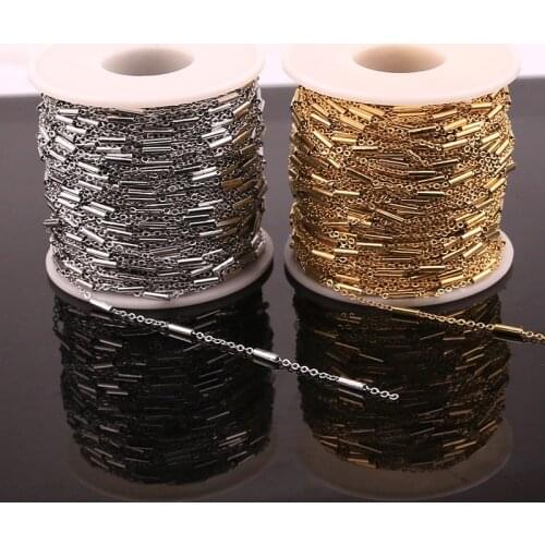2meter Fashion Style Charm Stainless Steel Chain Clamp Small Tube Women Party Gifts Jewelry Making Supplies Bracelet Necklace