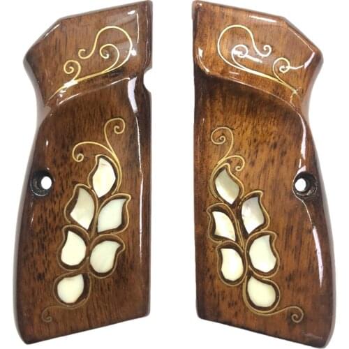 Belgium Browning Hp 14 Compatible Pearl Inlaid Laser Cut Wooden Grip Mod15