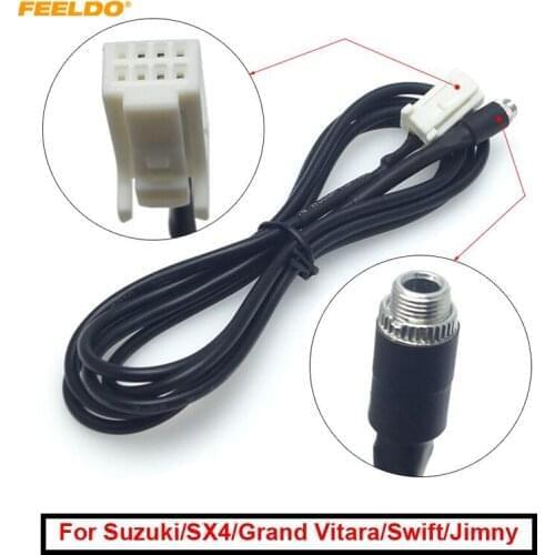 FEELDO 10Pcs Car Audio 3.5mm Female To AUX-IN Wire Cable Adapter for Suzuki SX4 Grand Vitara Swift Jimny Extension Plug Wiring