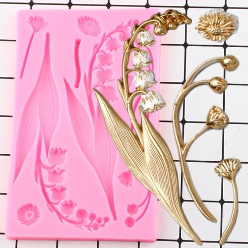 Bell Orchids Silicone Molds Lily Flower Wedding Cake Border Fondant Mold Cake Decorating Tools Candy Chocolate Gumpaste Moulds