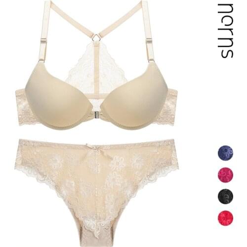 Norns Europe and the United States Y-shaped Front Buckle Gathered Beauty Back Bra Suit Sexy Lace Seamless Underwear