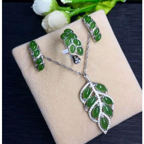 Hetian Biyu Silver Inlay Set Jasper Horse Eye Matching Set j3