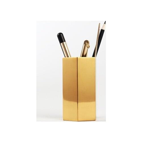 Six edge diamond pen container The Nordic golden vase Stainless steel metal desktop furnishing articles
