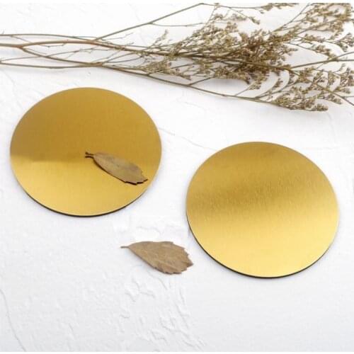 Stainless Steel Round Square Coffee Cup Coasters Gold Silver Metal Insulated Heat Mat With EVA Backing Table Decoration SN1326