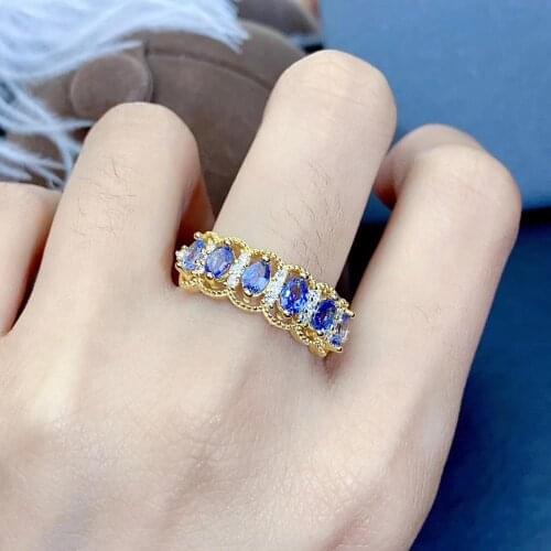 The Best Gift for Your Wife 100% Real And Natural Tanzanite Rings 925 Sterling Silver Fine Jewelry
