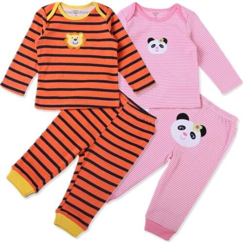 Cartoon Babys Sets Cotton Full Sleeve Kids Girl Outfits Toddler O-neck Sleepwear Infant Underwears 2 Sets for Baby Boy Clothes