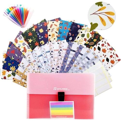 26 PCS Accordian File Organizer Set 12 Pcs Cash Envelopes for Budgeting A6 Plastic Accordion Expanding File Folder with 12 Pcs