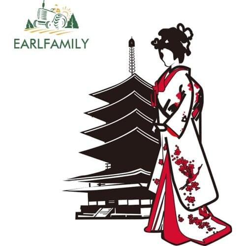 EARLFAMILY 13cm x 9.8cm for Geisha Japanese Culture Graffiti Car Sticker Windows Decal Graffiti Stickers Car Door Protector
