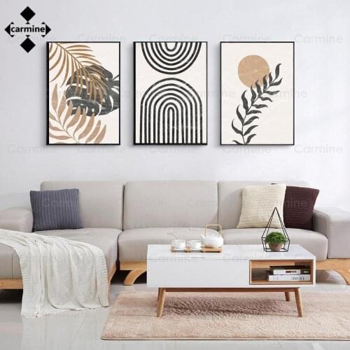 Boho Style Canvas Picture Abstract Pattern Poster and Print Leaf Sun Black Beige Wall Art Paintings for Living Room Nordic Decor