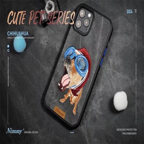 NEW High quality phone case for Apple iphone 12 12min Cute Hiphop Pet handmake Chinese embroidery Luxury cover for iphone 12 pro