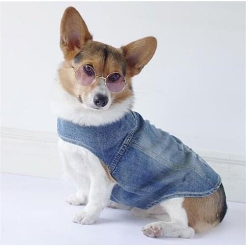 Spring Summer Dog Clothes Denim Coat Vest Yorkie Poodle Pomeranian Schnauzer Pug French Bulldog Clothing Corgi Samoyed Clothing
