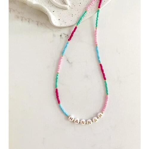 Bohemian personalized custom name beads colorful beads necklace for women and men handmade fashion choker jewelry creative gifts