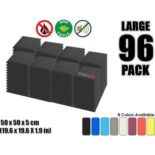 Arrowzoom 96 pcs Bundle Flat Bevel Tile Acoustic Panel Sound Absorption Studio Foam 50x50x5cm (19.6x19.6x1.9in) KK1039