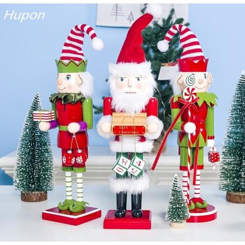 Merry Christmas Decor Kids Dolls 40cm Wooden Nutcracker Soldier/Santa Claus/Snowman/ Doll Ornaments Figurines Christmas Gift Toy