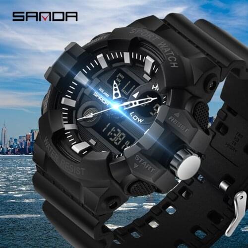SANDA brand high-end electronic watch mens military mens multi-function sports student watch orologio uomo часы мужские reloj