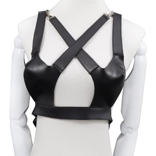 Sex Corset Bra Cross Straps PU Leather BDSM Bondage Restraint Erotic Costume Adult Games Femdom Slave Product Sex Toy