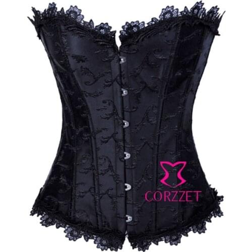 Sexy Embroidery Lace Trim Burlesque Corset and Bustier Top Sexy Womens Gothic Corselet Body Shaper Corpete Intimates