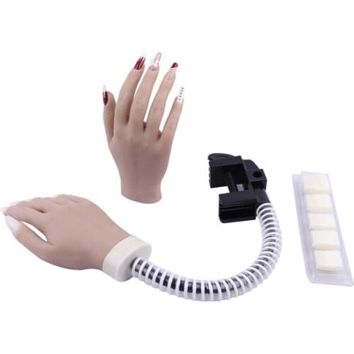 Silicone Practice Hands With Brackets Send A Box of Nails Fingers Can Bent and Adjusted Nail Art Display Stand Manicure Tools