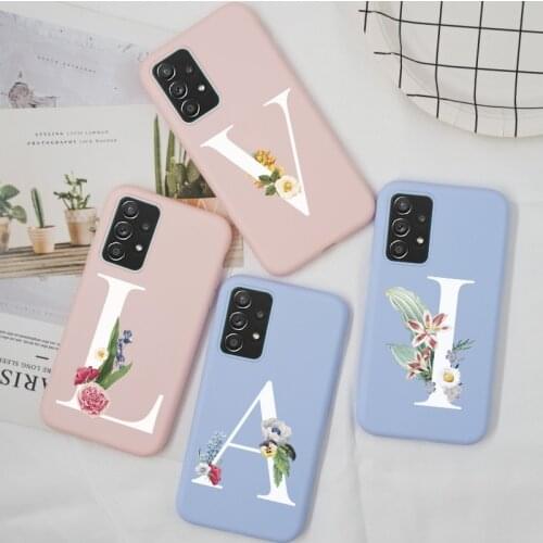 Letter Silicone Case For Samsung Galaxy A52 A72 Case 5G 4G Cover TPU Purple Pink For Samsung A52 2021 Case A 52 72 Soft Funda