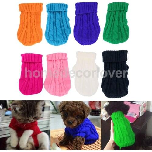 Dog Puppy Warm Winter Knitted Sweater Clothes Colorful Apparel Costume