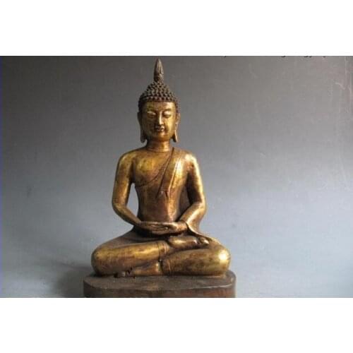USPS to USA S0352 Tibet Buddhism classical Bronze Copper Thailand Sakyamuni Buddha Statue