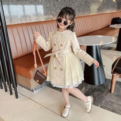 Girls Windbreaker Jacket 2021 Spring Autumn New Style Korean Version Of Solid Color Big Childrens Fashion Outer Childrens Trend
