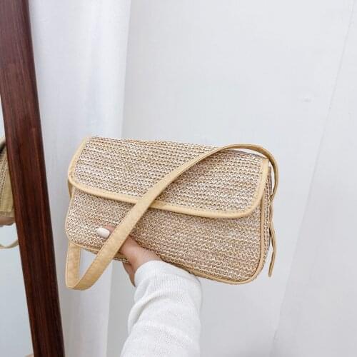 2021 new style straw woven bag women European and American style shoulder bag fashion underarm beach bag